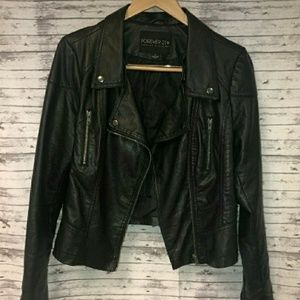 Forever 21 Leather Jacket faux Leather 1x
